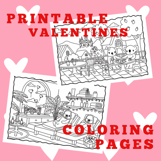 DIGITAL DOWNLOAD VALENTINES COLORING PAGES