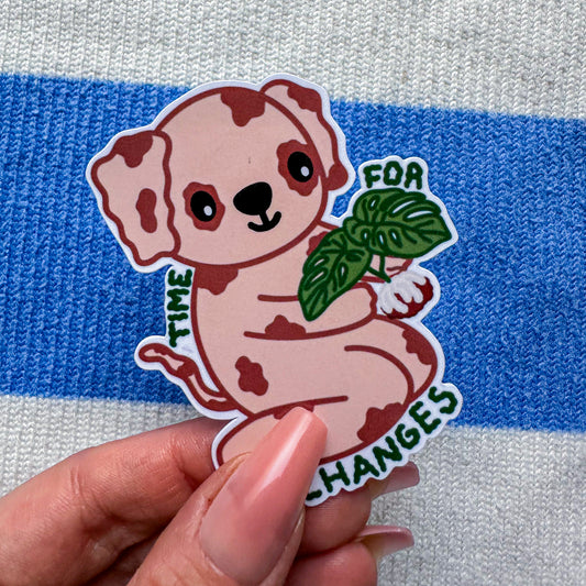 DOG STICKER "TIME FOR CHANGES" - FLORAL COLLECTION